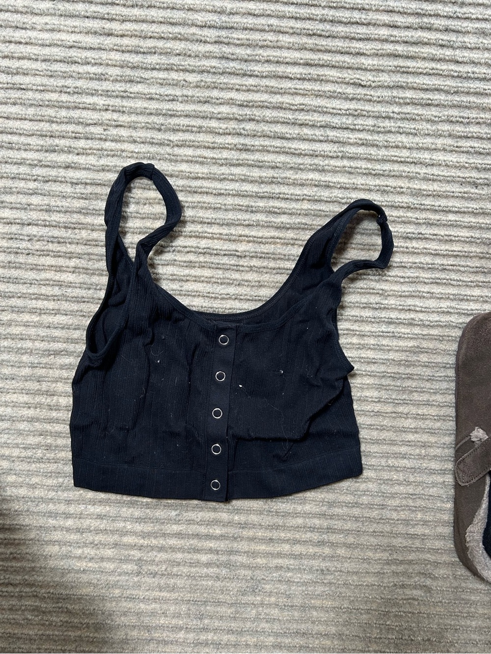 PacSun Black Ribbed Snap-Front Crop Top